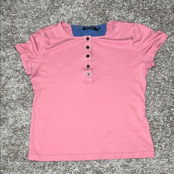 Lauren Ralph Lauren Pink Button-Up Top - Picture 1 of 4